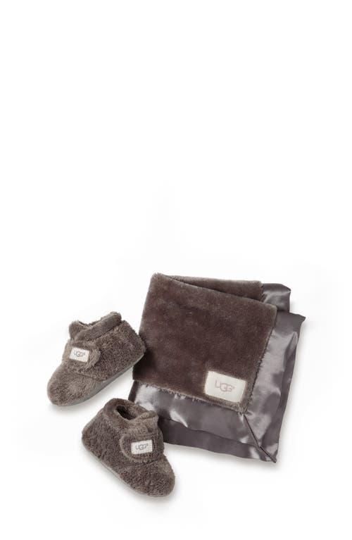 UGG(r) Bixbee Bootie & Lovey Blanket Set Charcoal at Nordstrom,