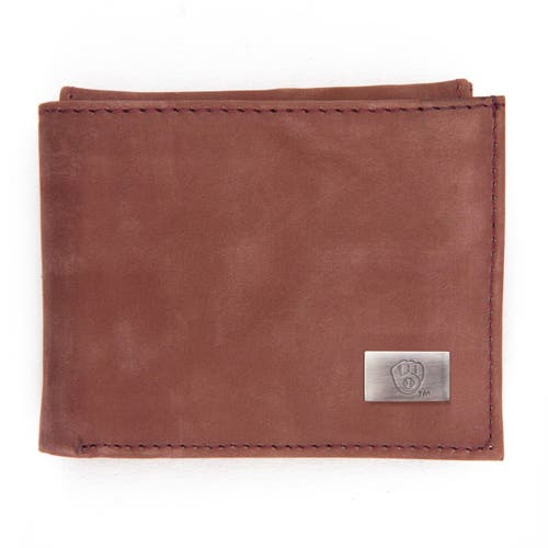 EAGLES WINGS Milwaukee Brewers Leather Bifold Wallet in Brown