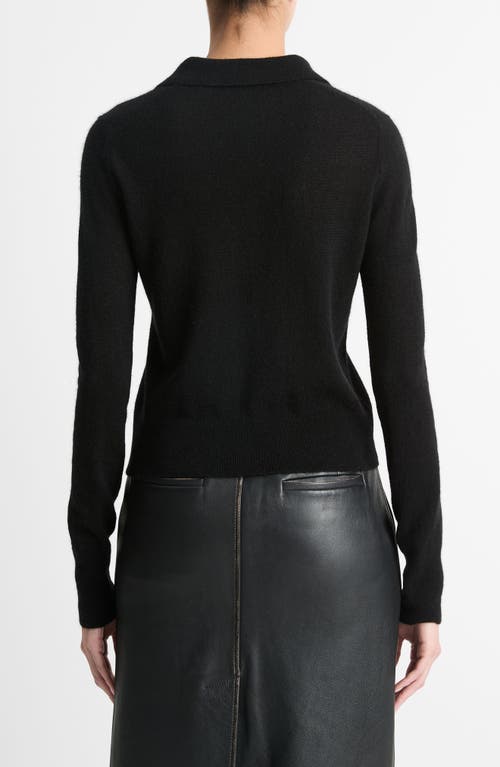 Shop Vince Wool Blend Polo Sweater In Black