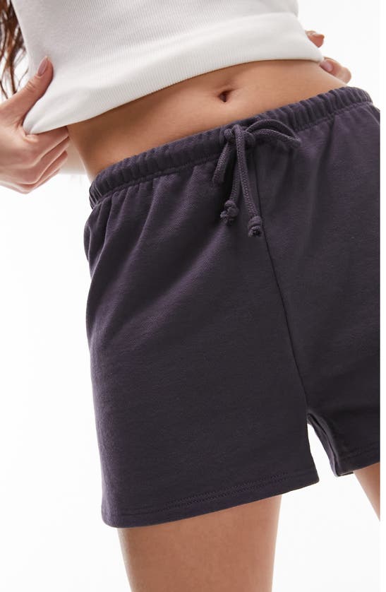 Shop Topshop Cotton Fleece Drawstring Shorts In Medium Blue