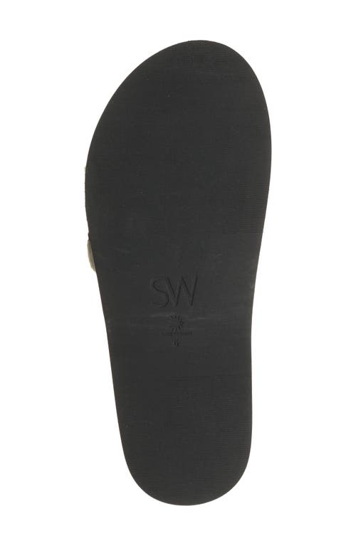 Stuart Weitzman Super Studs Genuine Shearling Slide Sandal In Cream/black