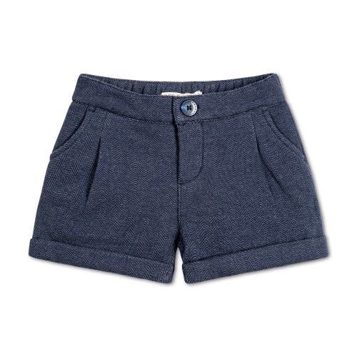 Hope & Henry Girls' Fleece Dress Short, Toddler In Navy Herringbone Fleece