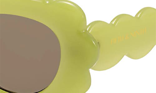 Fifth & Ninth Lilah 74mm Polarized Oversize Oval Sunglasses In Pear Green/brown