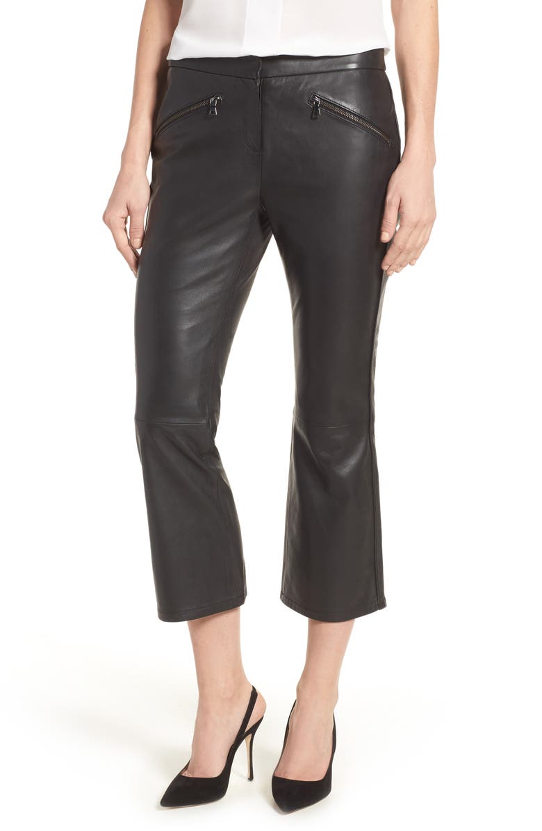 Olivia Palermo + Chelsea28 Crop Flare Leather Pants | Nordstrom