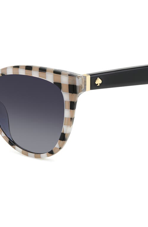 Kate Spade New York Daeshas 56mm Polarized Cat Eye Sunglasses In White Beige Black Check/grey