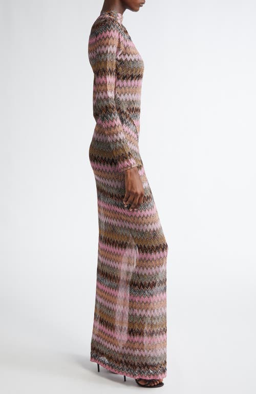 Shop Missoni Chevron Stripe Long Sleeve Knit Dress In Multi Space Drk Base