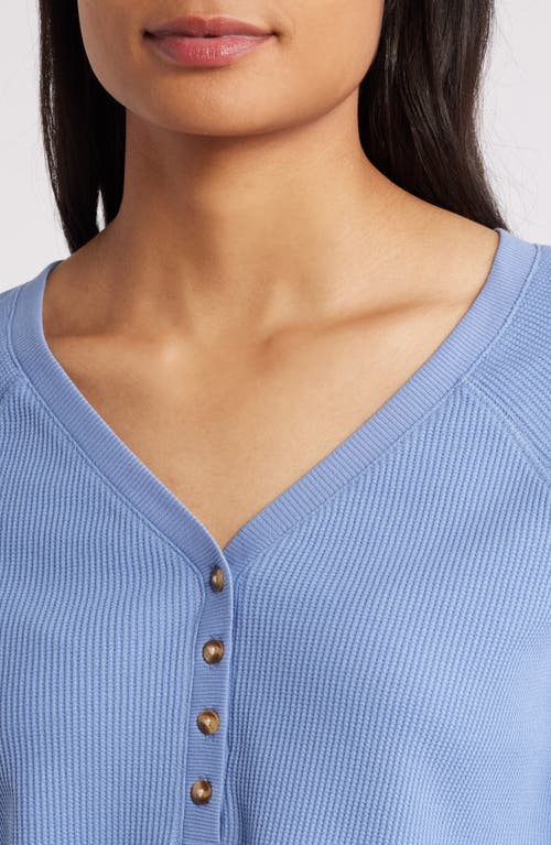 Shop Caslonr Caslon(r) Waffle Knit Cotton Blend Henley Top In Blue Colony