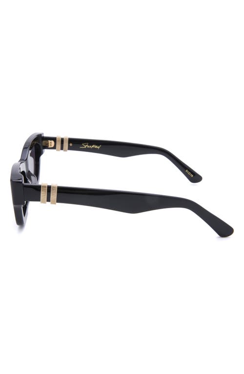 Shop Dezi Stacked 55mm Cat Eye Sunglasses In Black/dark Smoke/gold