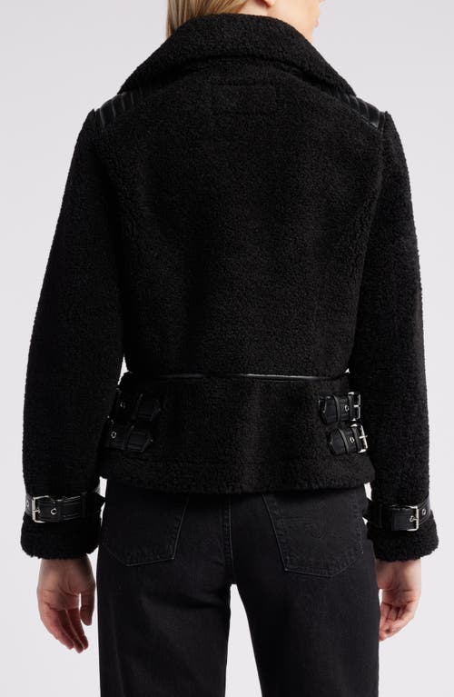 Shop Michael Kors Faux Shearling Moto Jacket In Black