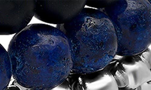 Hmy Jewelry Set Of 3 Bracelets In Silver/black/blue