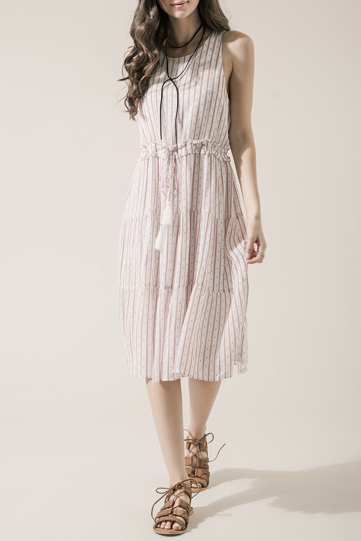 drawstring waist midi dress