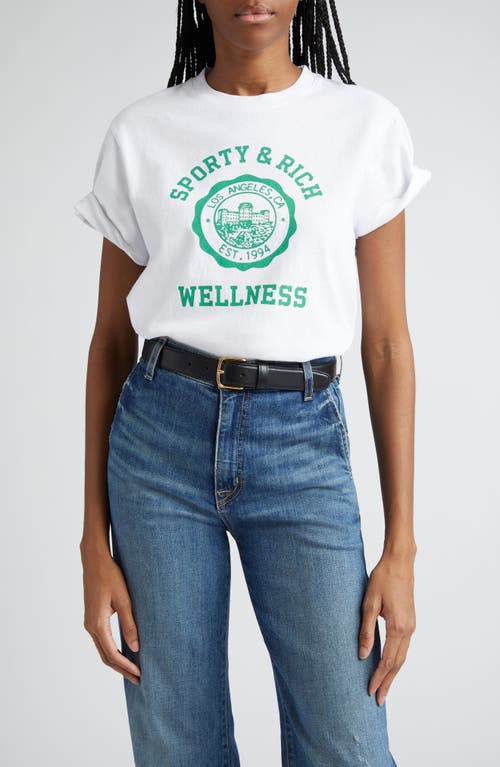 Sporty & Rich Emblem Cotton Graphic T-Shirt White at Nordstrom,
