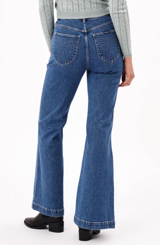 Shop Rolla's East Coast Flare Jeans In Mid Vintage Blue