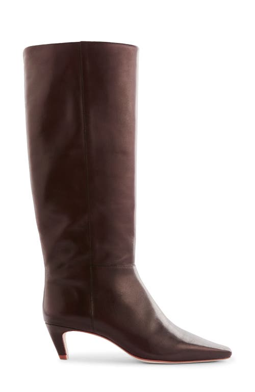 Reformation Remy Knee High Kitten Heel Boot In Chestnut Leather