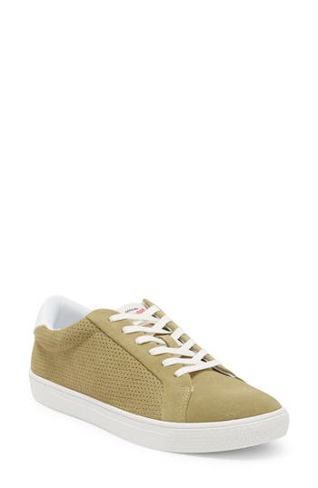 Official Program Court Low Top Sneaker In Olive Suede/white