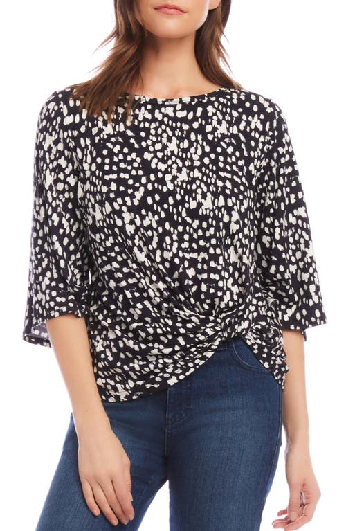 Karen Kane Twist Front Flare Sleeve Jersey Top Print at Nordstrom