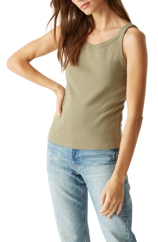 Shop Michael Stars Cassie Binded Cotton Tank In Olive