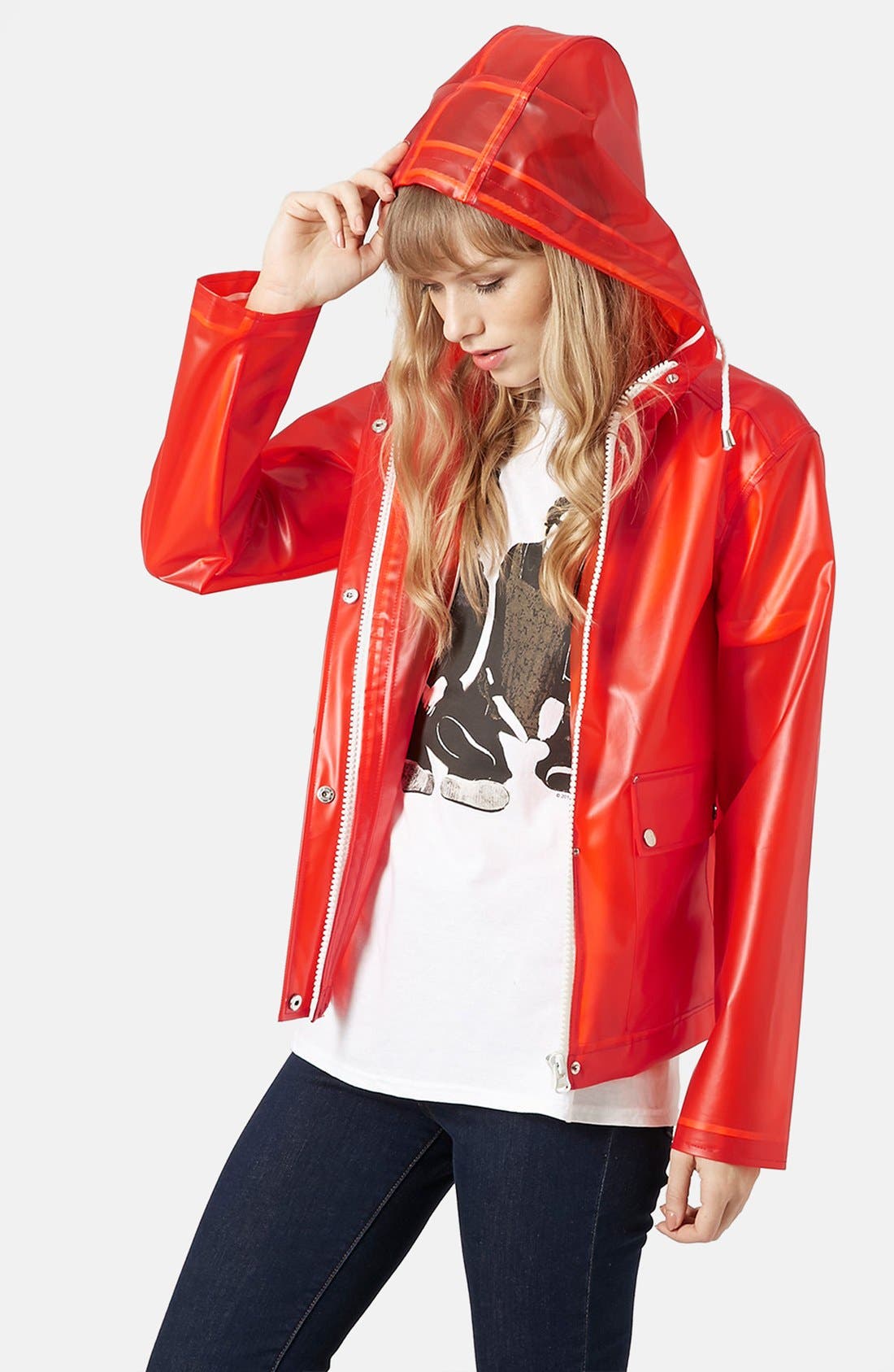 topshop red raincoat