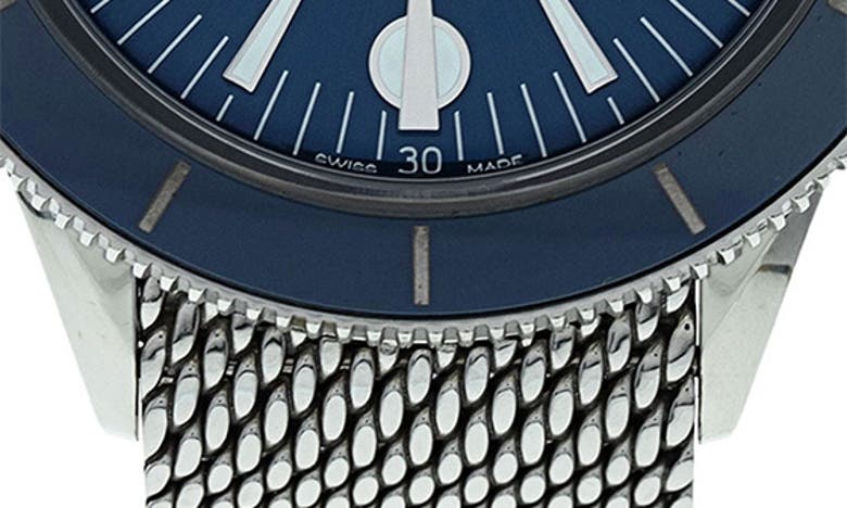Shop Watchfinder & Co. Breitling  Superocean Heritage 57 Mesh Strap Watch, 42mm In Silver / Blue
