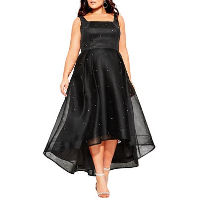 Plus Size City Chic Jewelled A-Line Dress, Black