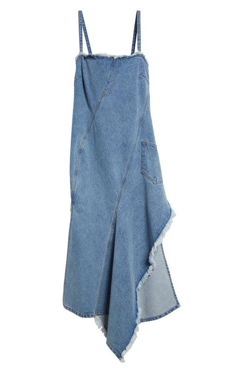 Shop Monse Twisted Asymmetric Denim Dress In Indigo