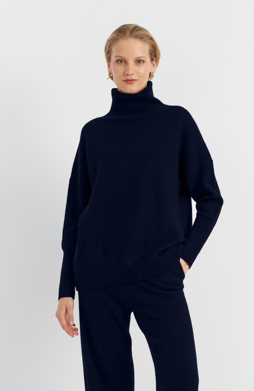 Chinti & Parker Red Cashmere Rollneck Sweater In Navy