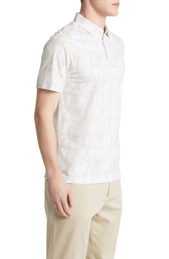 Robert Barakett Marzipan Leaf Print Cotton Polo In Light Olive