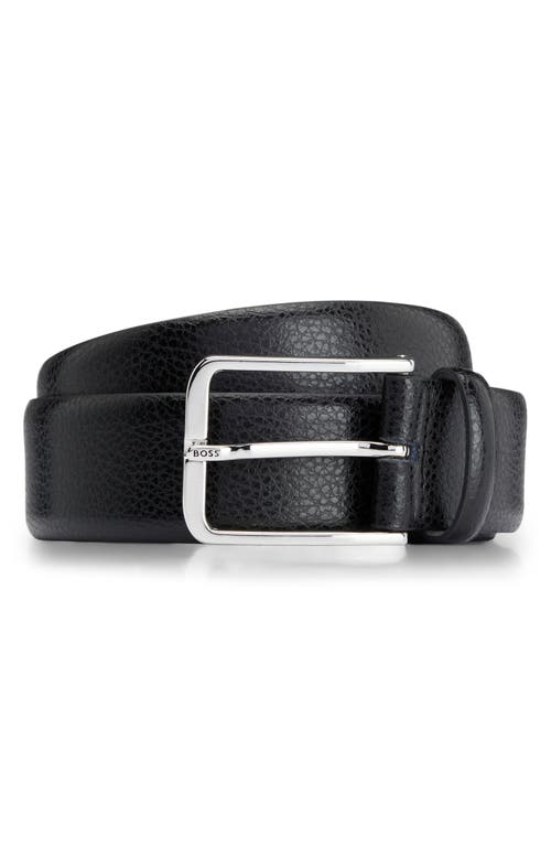 BOSS Crys Pebbled Leather Belt Black at Nordstrom,