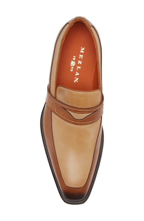 Shop Mezlan Two-tone Leather Penny Loafer In Cognac/bone