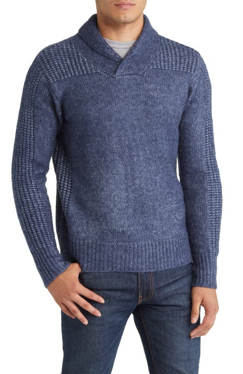 Men's Blue Shawl Collar Sweaters