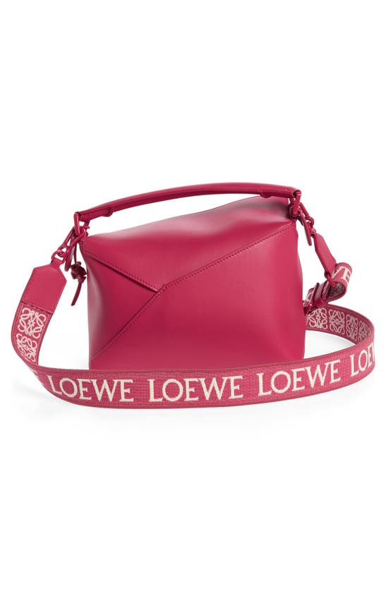 LOEWE Satin Calfskin Small Puzzle Edge Bag Ruby Red Glaze 1301301