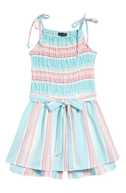 Ava & Yelly Kids' Stripe Smocked Bodice Dress in Blue