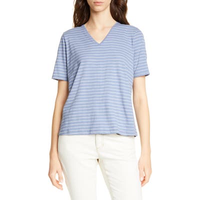 Petite Eileen Fisher V-Neck Top, Blue