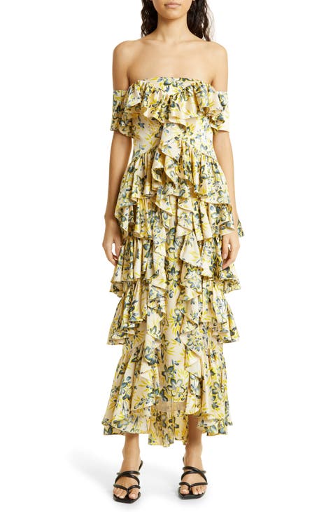 Eleonora Floral Ruffle Off the Shoulder Dress