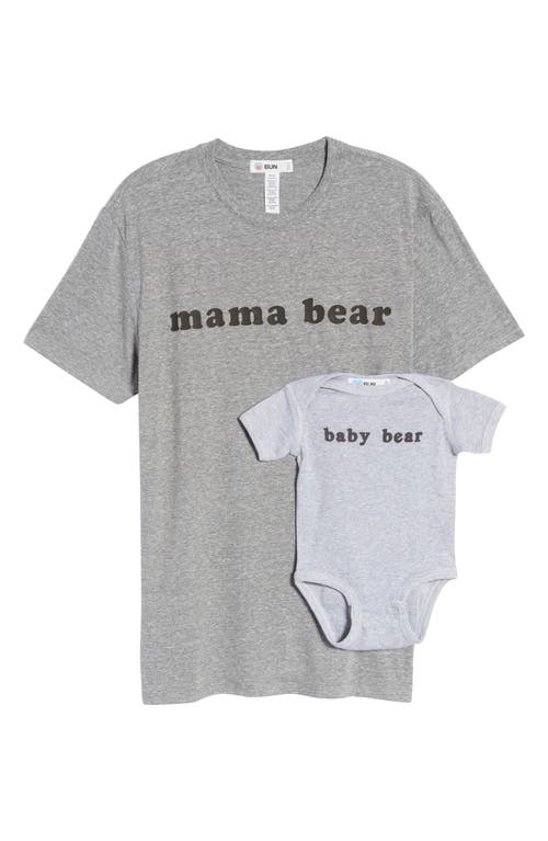 Bun Maternity Mama Bear Graphic Tee & Baby Bear Bodysuit Set in Gray