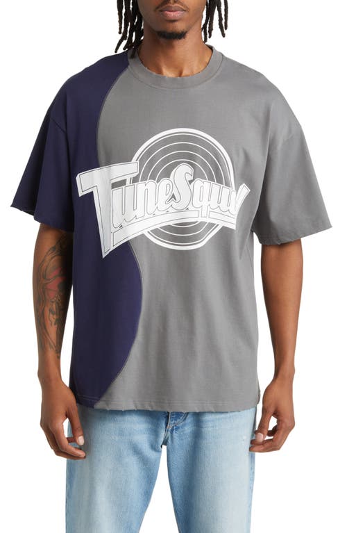 Tunesquad Lucid Split Colorblock Cotton Graphic T-Shirt in Multi Grey