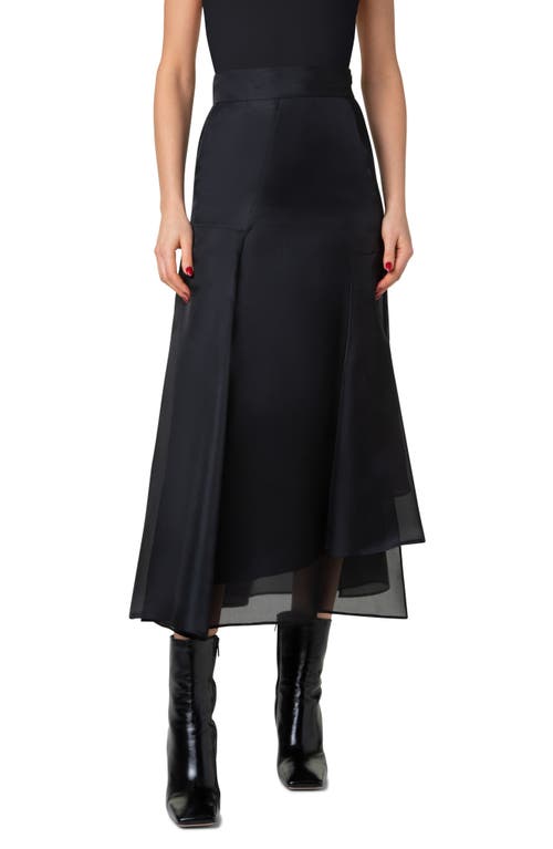 Akris Asymmetric Semisheer Silk Midi Skirt In Black