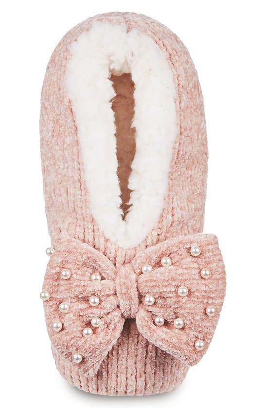 Memoi Precious Pearls Chenille Slipper Socks In Blush