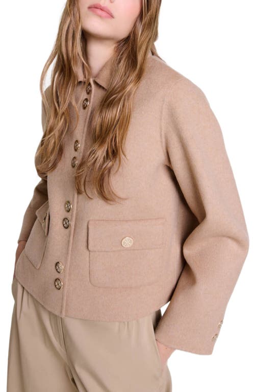 Shop Maje Double-sided Jacket In Camel