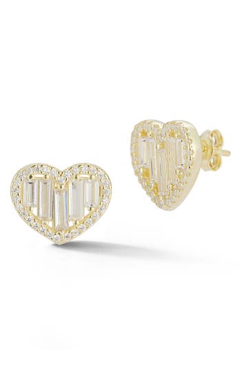 Shop Chloe & Madison Chloe And Madison Cubic Zirconia Heart Stud Earrings In Gold