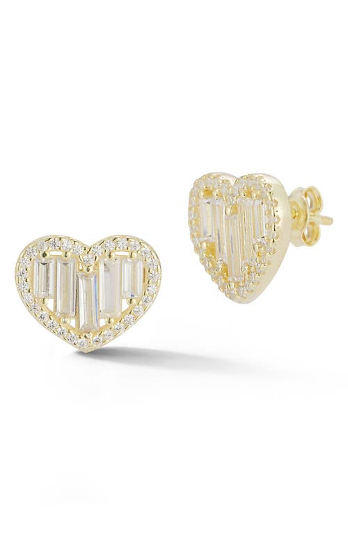 Shop Chloe & Madison Chloe And Madison Cubic Zirconia Heart Stud Earrings In Gold
