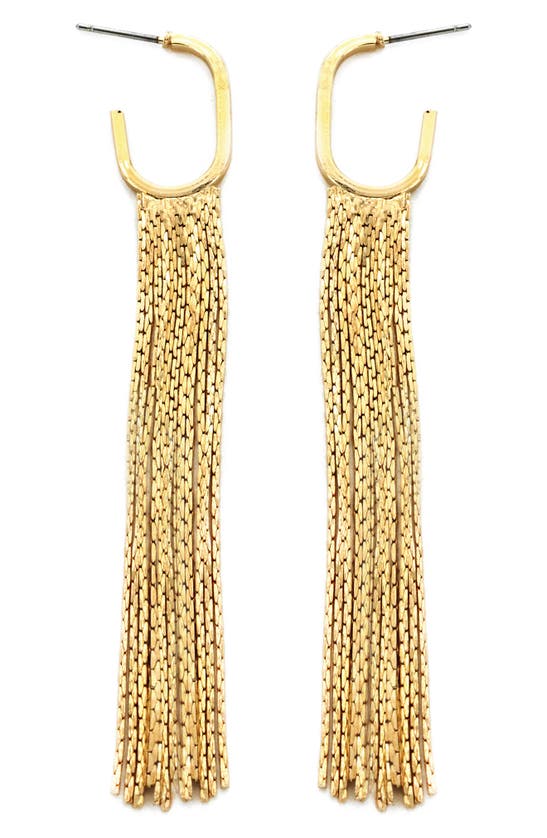 Shop Panacea Liquid Fringe Hoop Earrings In Gold