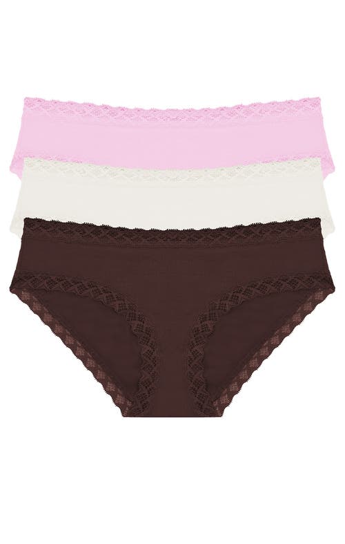 Natori Bliss Cotton Girl Brief 3-pack In French Roast 3-pack