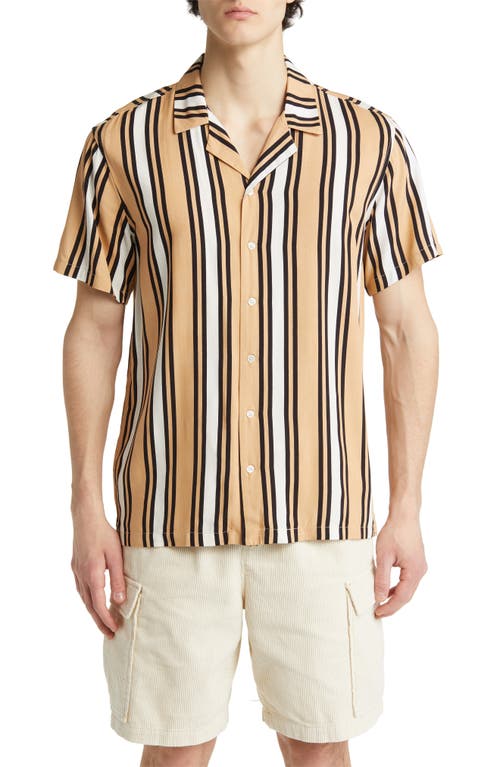 PacSun Darcy Short Sleeve Button-Up Resort Shirt in Cream/Tan