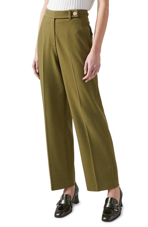 Shop Lk Bennett Bille Ankle Wide Leg Pants In Olive