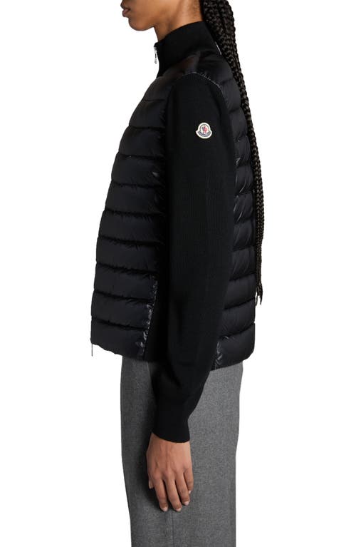 Moncler Black Padded Wool Zip-up Down Jacket In Black