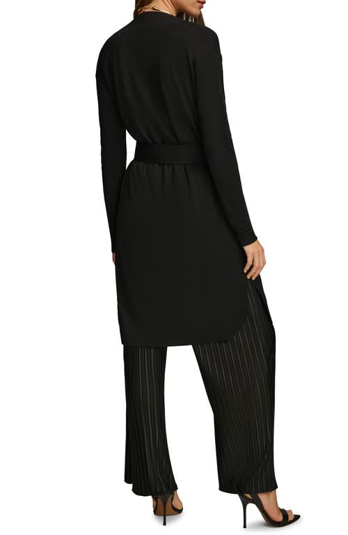 Donna Karan New York Tie Waist Long Cardigan In Black