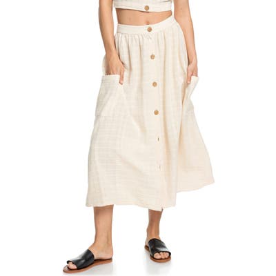 Roxy Feather Dance Midi Skirt, Ivory