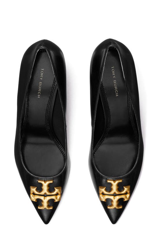 Tory Burch Eleanor Pointed Toe Pump In Perfect Black / Gold | ModeSens