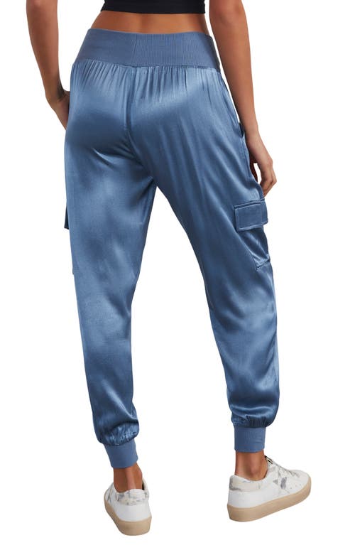 Shop Vici Collection Luxe Look Satin Joggers In Slate Blue